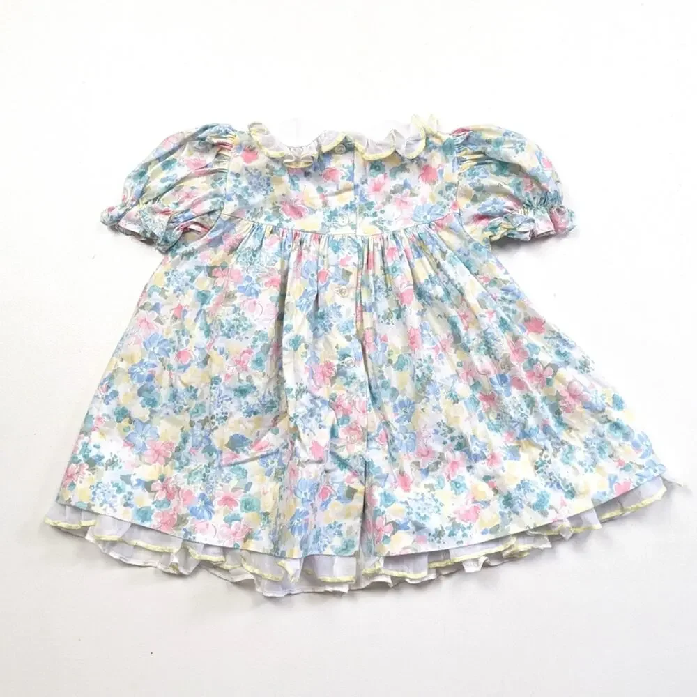 Vintage Bryan Dress Girls Size 18-24m Floral Frilly